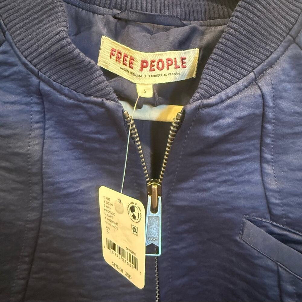 Free People Ellie Satin Bomber Jacket - Picture 6 of 7